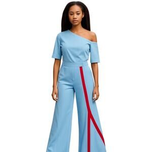 OLARSGRACE Women Bell Bottom Blue & Pink Pant Set Size 14/L NWT